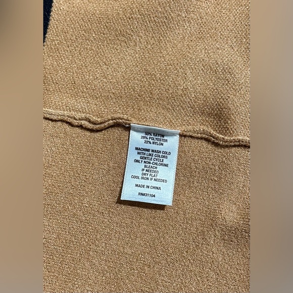 Crown&Ivy Open Cardigan Sweater Womens Sz M Petite Tan Black Stripes ColorBlock - Picture 5 of 9